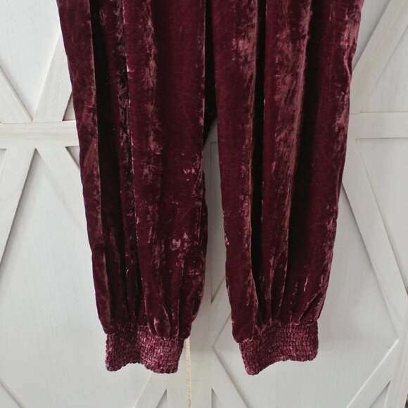 Anthropologie Gloria Velvet Joggers in Wine Bordeaux - Picture 8 of 9